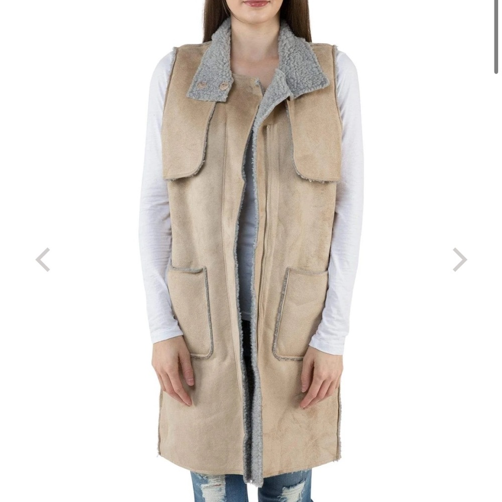 JOA long faux shearling vest